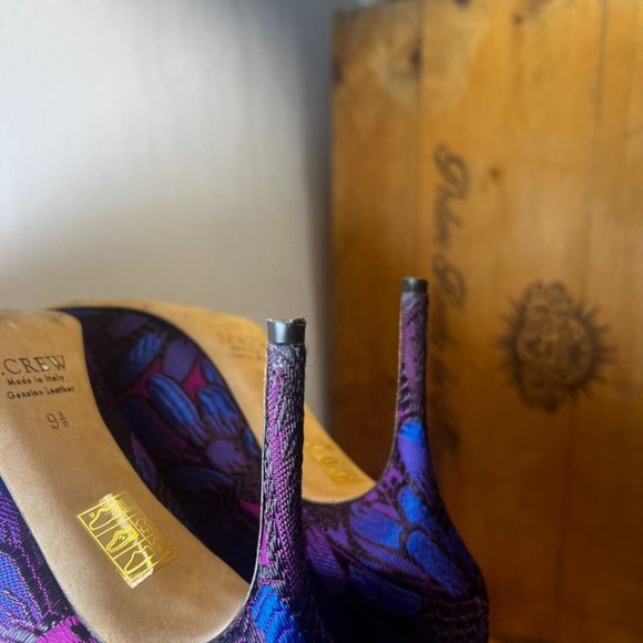 J. Crew Elsie Jacquard Pointed Pump Heels Rasp/Purp/Black Size 9.5 - Picture 13 of 16
